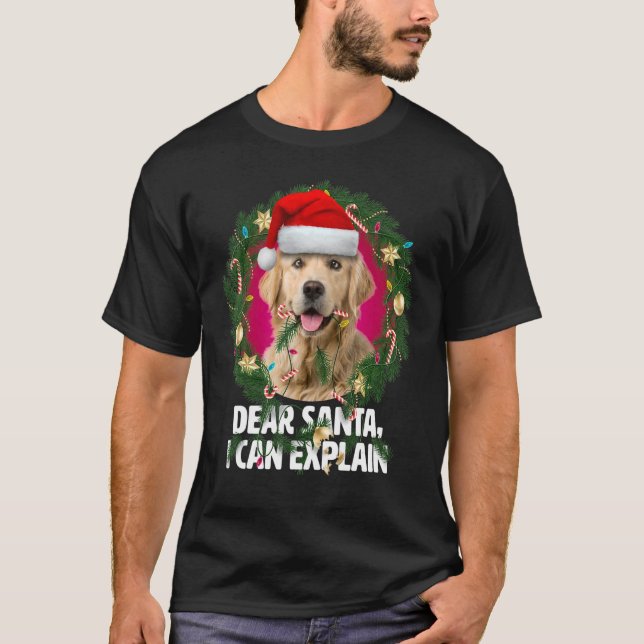 Camiseta Querida Santa Cute Golden Retriever Naughty para C (Anverso)