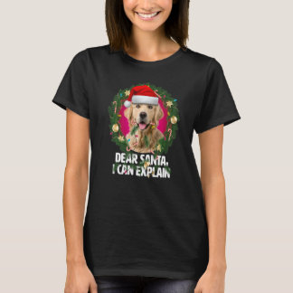 Camiseta Querida Santa Cute Golden Retriever Naughty para C