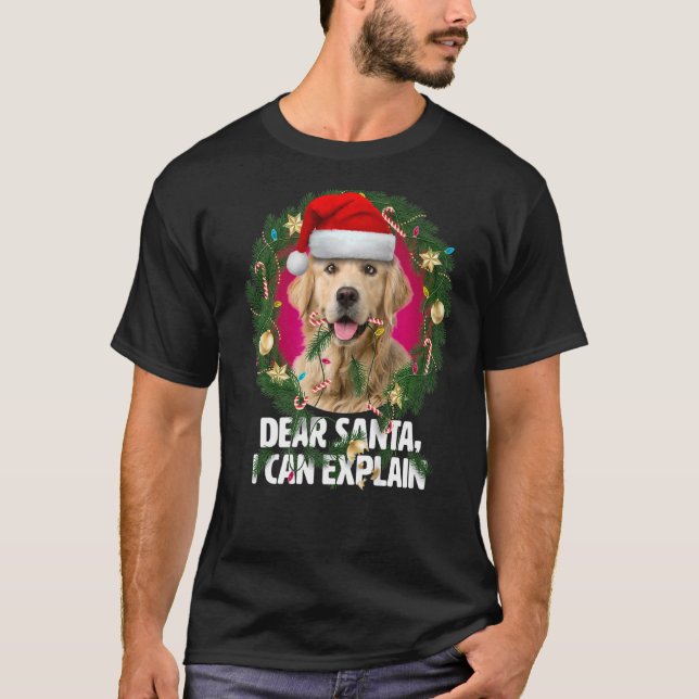 Camiseta Querida Santa Cute Golden Retriever Naughty para C (Anverso)