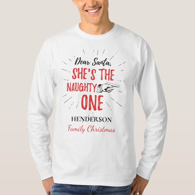 Camiseta Querida Santa, ella es la familia de los traviesos (Anverso)