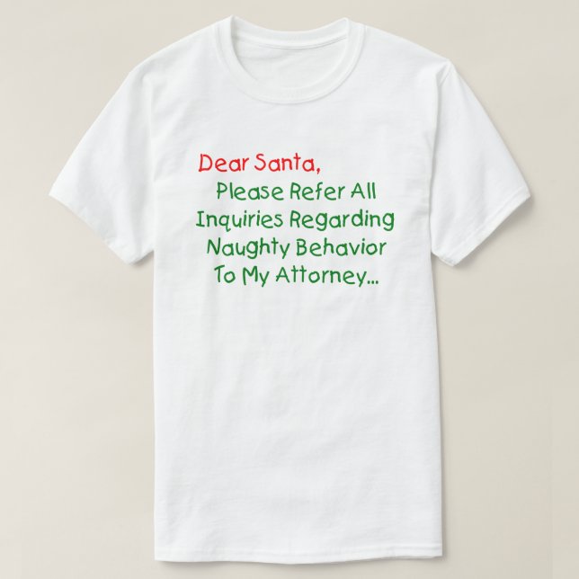 Camiseta Querido abogado Santa - Carta divertida de Navidad (Diseño del anverso)