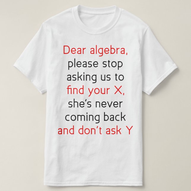 Camiseta Querido álgebra (Diseño del anverso)