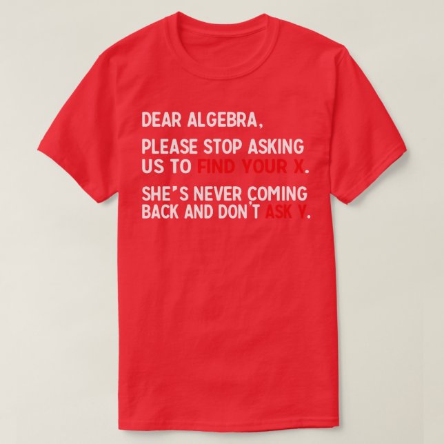 Camiseta Querido álgebra (Diseño del anverso)