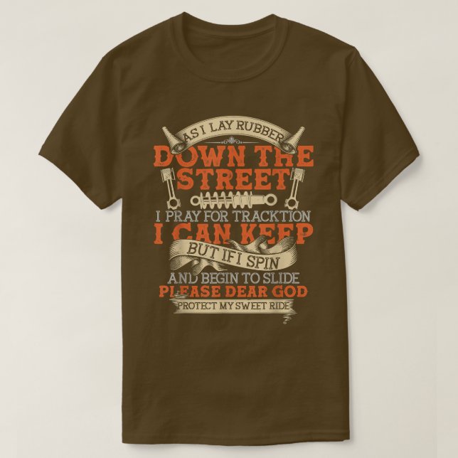 Camiseta Querido Dios Proteja mi dulce viaje, motocicleta (Diseño del anverso)