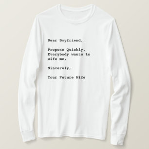 Camiseta "Querido Novio, Proponga Rápidamente..." Cita dive