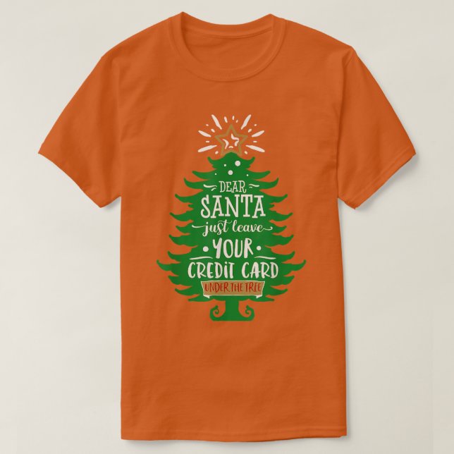 Camiseta Querido Papá Noel deja tu tarjeta Divertido árbol  (Diseño del anverso)