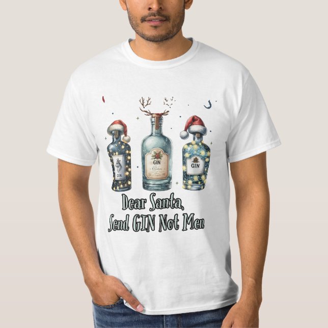 Camiseta Querido Papá Noel, envía a Gin no a los hombres -  (Anverso)
