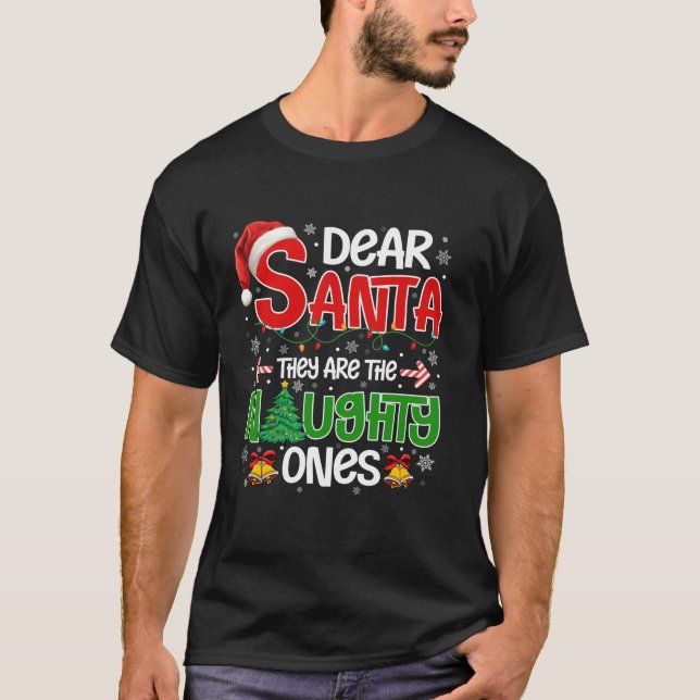 Camiseta Querido Papá Noel, son los traviesos, graciosa Nav (Anverso)