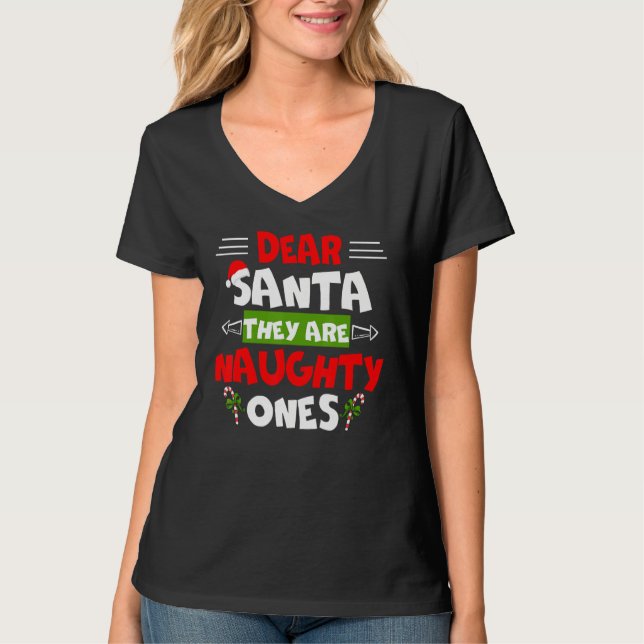 Camiseta Querido Papá Noel Son unos traviesos Navidades Gra (Anverso)