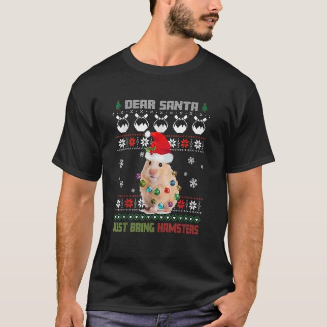 Camiseta Querido Papá Noel, trae a Hamsters Custer Hamster  (Anverso)