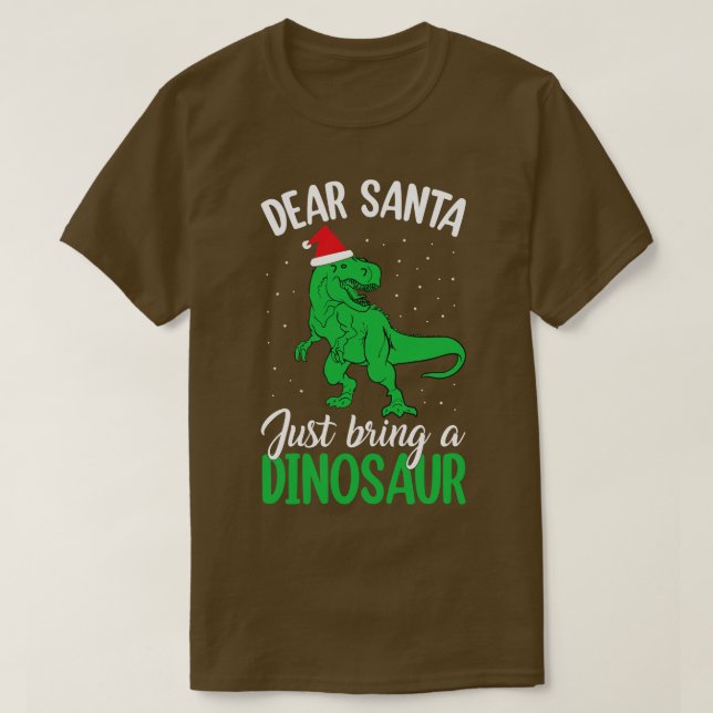 Camiseta Querido Papá Noel, trae a los dinosaurios divertid (Diseño del anverso)