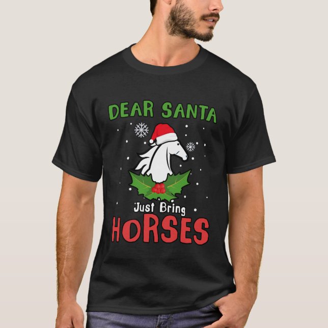 Camiseta Querido Papá Noel, trae caballos, Navidades de cab (Anverso)