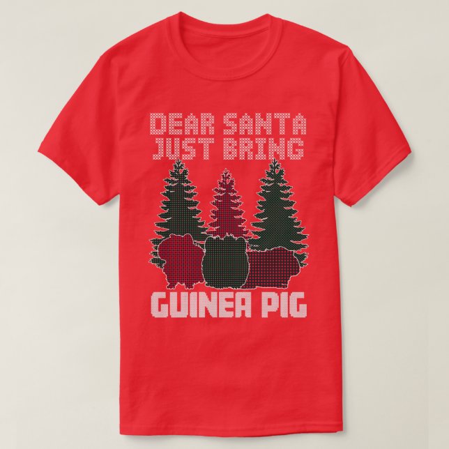 Camiseta Querido Papá Noel, trae cerdo guineano (Diseño del anverso)