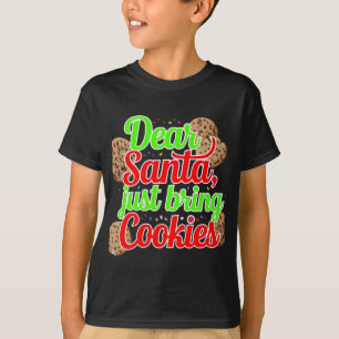 Camiseta Querido Papá Noel, trae cookies y diseño de arte d