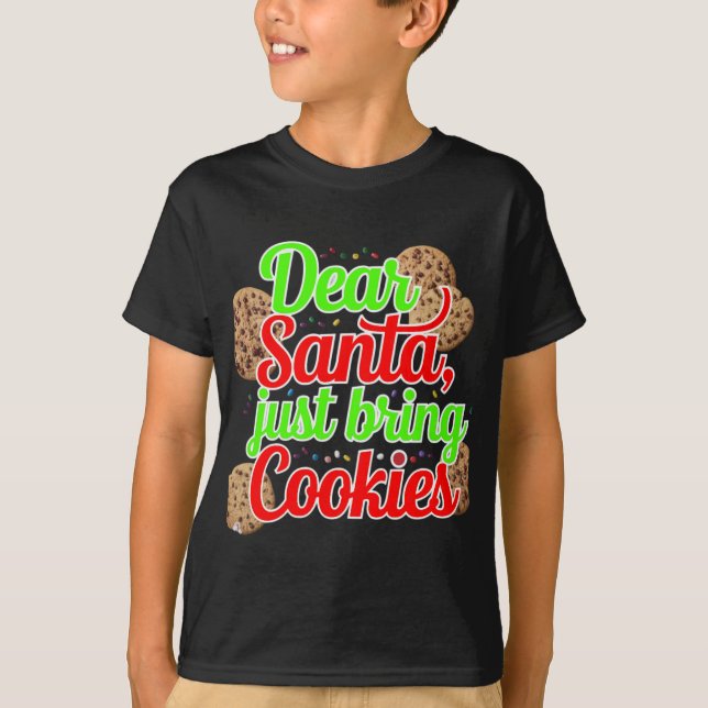 Camiseta Querido Papá Noel, trae cookies y diseño de arte d (Anverso)