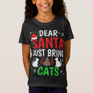 Camiseta Querido Papá Noel, trae gatos a Navidades gracioso