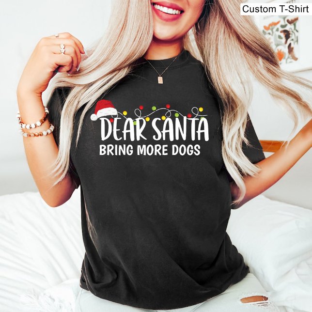 Camiseta Querido Papá Noel trae más perros / Navidades dive (Dear Santa Bring More Dogs / Funny Christmas Black T-Shirt)