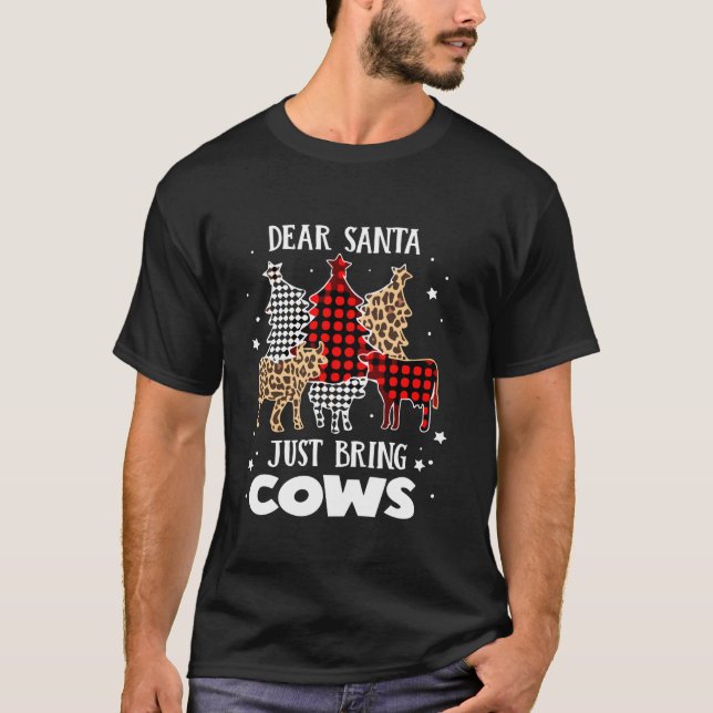 Camiseta Querido Papá Noel, trae Navidades de vacas familia (Anverso)