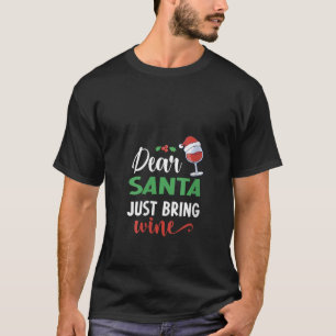 Camiseta Querido Papá Noel Traiga a los Navidades de vino F