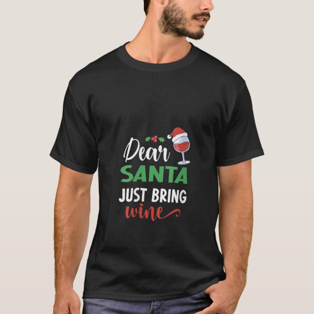 Camiseta Querido Papá Noel Traiga a los Navidades de vino F (Anverso)
