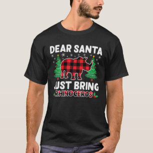 Camiseta Querido Papá Noel Traiga Rhinoceros Xma