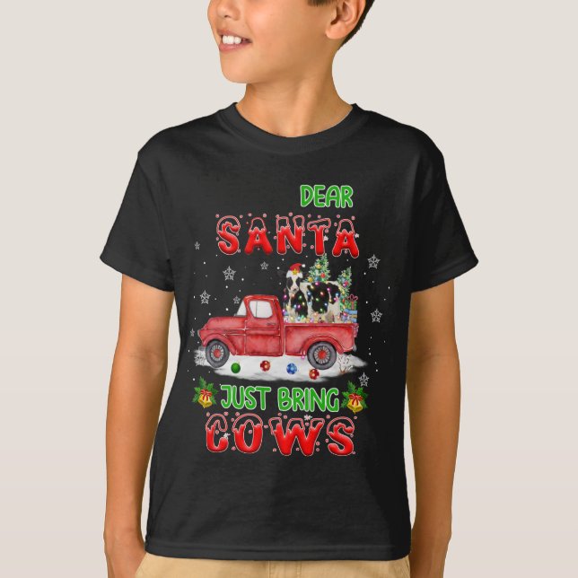 Camiseta Querido Papá Noel Traiga Vacas Santa Granja Camión (Anverso)