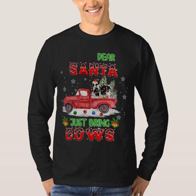 Camiseta Querido Papá Noel Traiga Vacas Santa Granja Camión (Anverso)