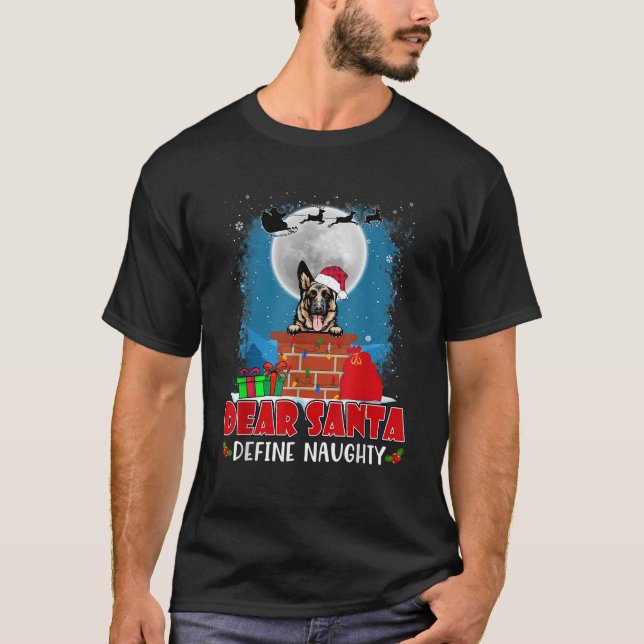 Camiseta Querido Santa Define Perro Pastor Alemán Travieso  (Anverso)