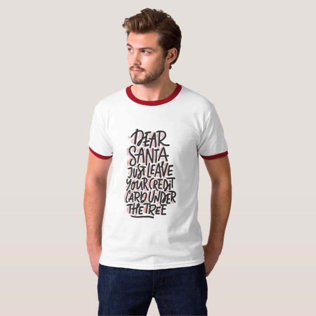Camiseta QUERIDO SANTA Ho Ho Ho Hombres Navidad Moderno (Anverso completo)