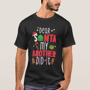 Camiseta Querido Santa Mi Hermano Hizo Navidades Chica Paja