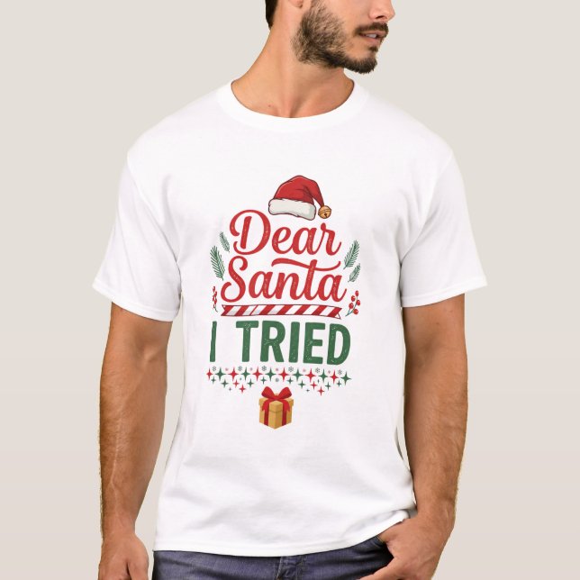 Camiseta Querido Santa Probó Gorro de Navidad Caja de Regal (Anverso)