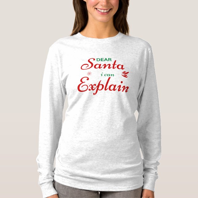 Camiseta 'Querido Santa, Puedo Explicar' Divertida Fiesta N (Anverso)