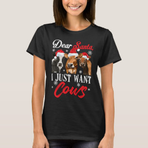 Camiseta Querido Santa Solo Quiero Vacas  Mujeres Agriculto