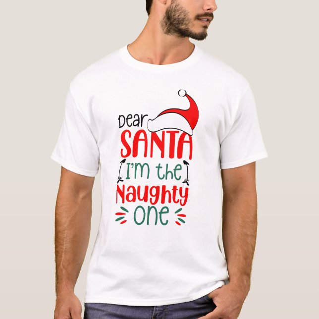 Camiseta Querido Santa, soy travieso, regalos de Navidades (Anverso)