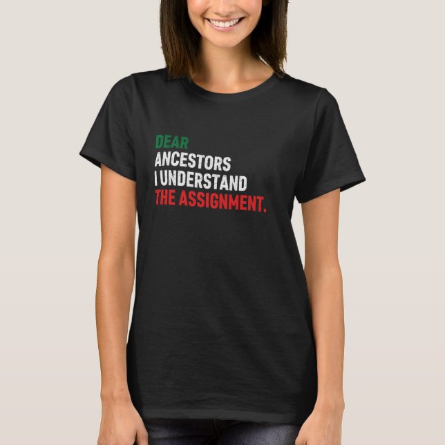 Camiseta Queridos Ancestores Entiendo la asignación (Anverso)