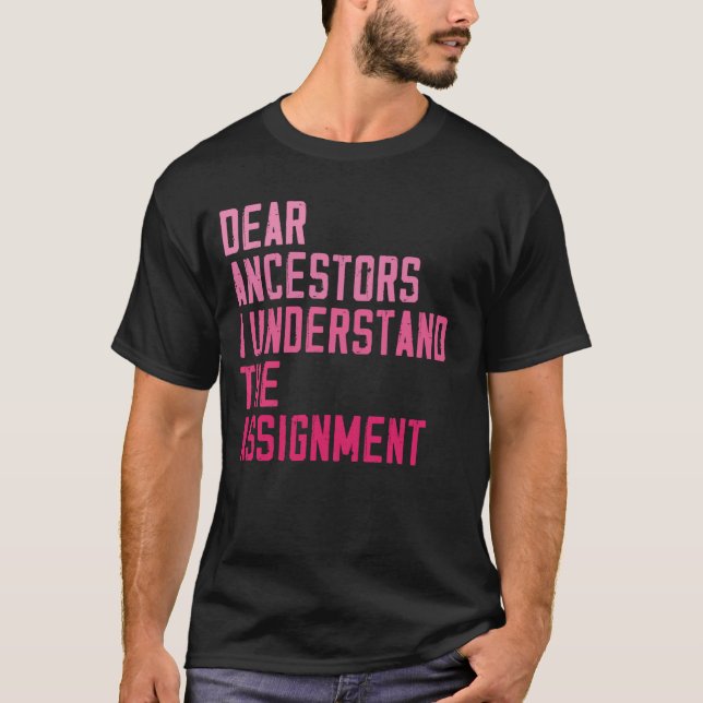 Camiseta Queridos Ancestores Entiendo la tarea graciosa q (Anverso)
