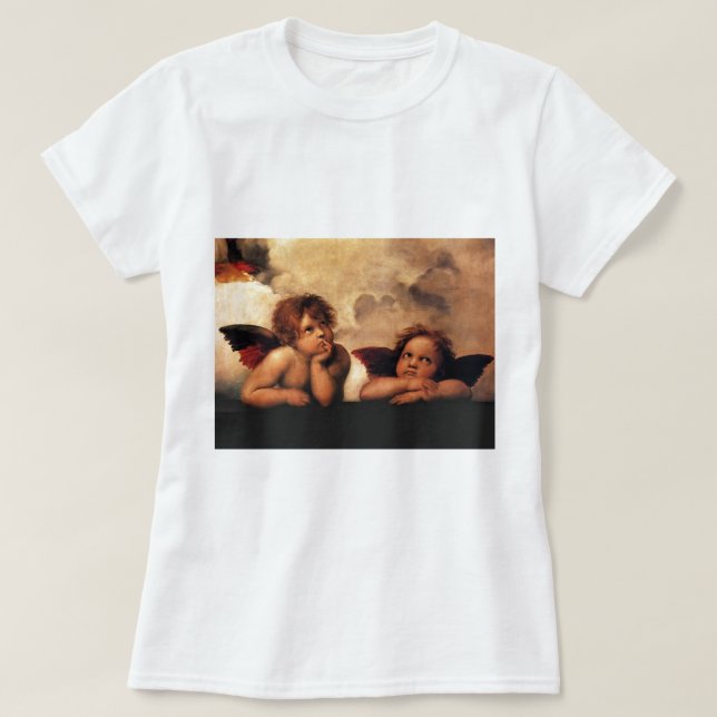 Camiseta Querubes Sistine Madonna de Raphael 2 ángeles (Diseño del anverso)