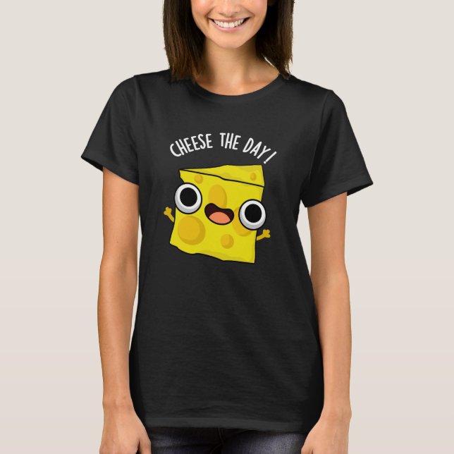 Camiseta Queso El Día Gracioso Comida Pun Oscuro BG (Anverso)