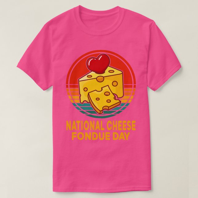 Camiseta Queso Nacional Fondue Day Funny Cheese Heart Retr (Diseño del anverso)