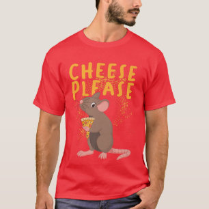 Camiseta Queso, Por Favor, Mice divertida comiendo pizza y