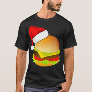Camiseta Quesos eburgers Hamburger Santa Hat coincidiendo C