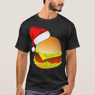 Camiseta Quesos eburgers Hamburger Santa Hat coincidiendo C