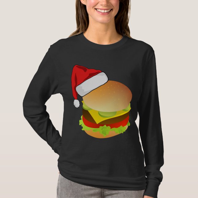 Camiseta Quesos eburgers Hamburger Santa Hat coincidiendo C (Anverso)