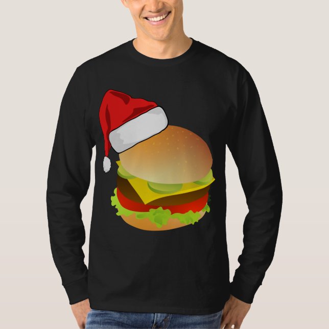 Camiseta Quesos eburgers Hamburger Santa Hat coincidiendo C (Anverso)