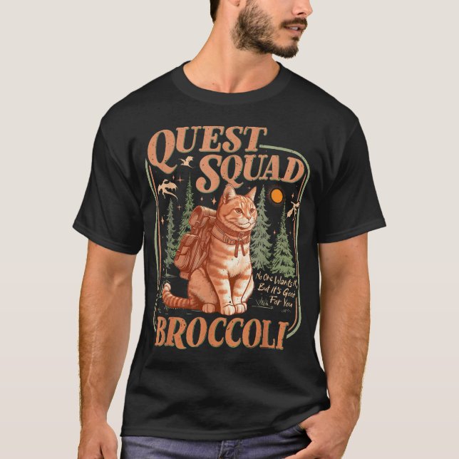 Camiseta Quest Fantasy Squad Broccoli Kitten Cat (Anverso)