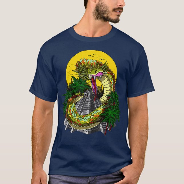 Camiseta Quetzalcoatl Azteca Dios Antiguas Pirámides Mayas (Anverso)