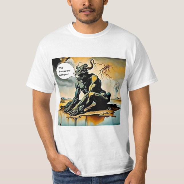 Camiseta ¿Quién dejó caer el superglue (Anverso)