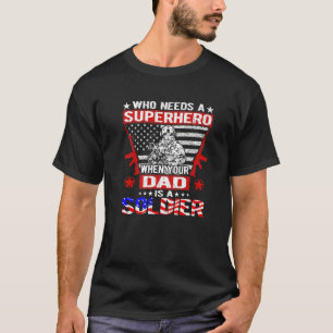Camiseta Quien Necesita Superhéroe Mi Papá Es Hijo Militar