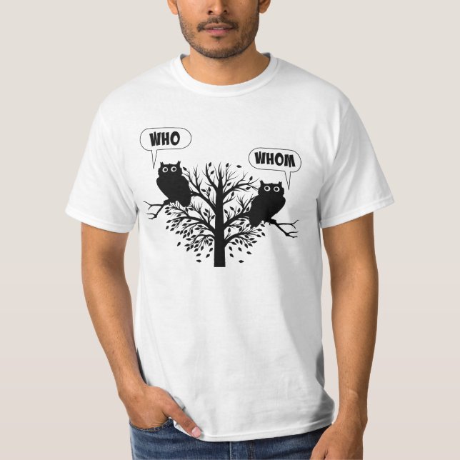 Camiseta Quién que búhos del humor de la gramática (Anverso)