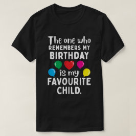 Camiseta Quién recuerda mi cumpleaños es mi hijo favorito